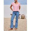imageImily Bela Womens V Neck TShirt Summer Cap Sleeve Dressy Casual Tops Eyelet Embroidered Fashion TeesPink