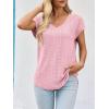 imageImily Bela Womens V Neck TShirt Summer Cap Sleeve Dressy Casual Tops Eyelet Embroidered Fashion TeesPink