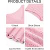 imageImily Bela Womens V Neck TShirt Summer Cap Sleeve Dressy Casual Tops Eyelet Embroidered Fashion TeesPink