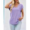 imageImily Bela Womens V Neck TShirt Summer Cap Sleeve Dressy Casual Tops Eyelet Embroidered Fashion TeesPurple