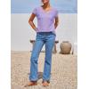 imageImily Bela Womens V Neck TShirt Summer Cap Sleeve Dressy Casual Tops Eyelet Embroidered Fashion TeesPurple