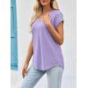 imageImily Bela Womens V Neck TShirt Summer Cap Sleeve Dressy Casual Tops Eyelet Embroidered Fashion TeesPurple