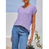 imageImily Bela Womens V Neck TShirt Summer Cap Sleeve Dressy Casual Tops Eyelet Embroidered Fashion TeesPurple