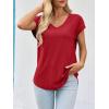 imageImily Bela Womens V Neck TShirt Summer Cap Sleeve Dressy Casual Tops Eyelet Embroidered Fashion TeesRed