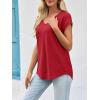 imageImily Bela Womens V Neck TShirt Summer Cap Sleeve Dressy Casual Tops Eyelet Embroidered Fashion TeesRed