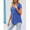 imageImily Bela Womens V Neck TShirt Summer Cap Sleeve Dressy Casual Tops Eyelet Embroidered Fashion TeesRoyal