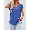 imageImily Bela Womens V Neck TShirt Summer Cap Sleeve Dressy Casual Tops Eyelet Embroidered Fashion TeesRoyal