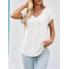 imageImily Bela Womens V Neck TShirt Summer Cap Sleeve Dressy Casual Tops Eyelet Embroidered Fashion TeesWhite