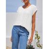 imageImily Bela Womens V Neck TShirt Summer Cap Sleeve Dressy Casual Tops Eyelet Embroidered Fashion TeesWhite