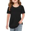 imageImily Bela Girls Pleated Short Sleeve T Shirts Kids Summer Crewneck Shirts Casual Tops Tees 514 YearsBlack