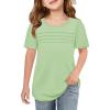 imageImily Bela Girls Pleated Short Sleeve T Shirts Kids Summer Crewneck Shirts Casual Tops Tees 514 YearsFluorescent Green
