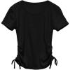 imageImily Bela Girls Tees Shirts Cute Crew Neck Short Sleeve Side Drawstring Solid Tops Kids Children Summer ClothesBlack