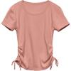 imageImily Bela Girls Tees Shirts Cute Crew Neck Short Sleeve Side Drawstring Solid Tops Kids Children Summer ClothesPink