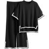 imageImily Bela Womens Plus Size Lounge Sets 2 Piece Outfits Short Sleeve Pullover Tops Wide Leg Pants Summer Travel OutfitsBlack