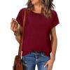 imageImily Bela Womens Short Sleeve Sweaters Casual Crewneck Crochet Knit Summer Loose Trendy Pullover TopsBurgundy