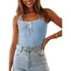 imageImily Bela Womens Square Neck Tank Top Sleeveless Ribbed Slim Fitted Casual Basic Crop TopLight Blue