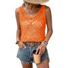 imageImily Bela Womens Summer Crochet Tank Tops Knit Sleeveless Scoop Neck Sweater Vest Boho Hollow Out Cover UpsOrange
