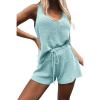 imageImily Bela Womens Summer Lounge Sets Knit 2 Piece Outfits Vacation Beach Tank Tops and Shorts Loungewear Pajama SetA04aqua