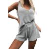 imageImily Bela Womens Summer Lounge Sets Knit 2 Piece Outfits Vacation Beach Tank Tops and Shorts Loungewear Pajama SetGrey