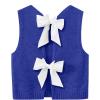 imageImily Bela Womens Sweater Vest Top Summer Bow Tie Back Sleeveless Casual Knit Crop Tank TopsRoyal Blue