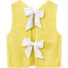 imageImily Bela Womens Sweater Vest Top Summer Bow Tie Back Sleeveless Casual Knit Crop Tank TopsYellow
