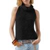 imageImily Bela Womens Turtleneck Sweater Vest Sleeveless Loose Pullover Sweaters Knit Fashion Tank TopsBlack