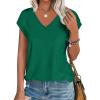 imageImily Bela Womens V Neck TShirt Summer Cap Sleeve Dressy Casual Tops Eyelet Embroidered Fashion TeesDark Green