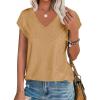 imageImily Bela Womens V Neck TShirt Summer Cap Sleeve Dressy Casual Tops Eyelet Embroidered Fashion TeesKhaki