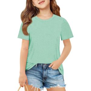 imageImily Bela Girls Short Sleeve T Shirts Casual Crewneck Fashion Tees Kids Summer Tops 514 YearsLight Green