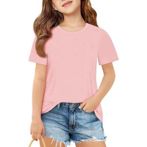 imageImily Bela Girls Short Sleeve T Shirts Casual Crewneck Fashion Tees Kids Summer Tops 514 YearsLight Pink