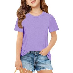imageImily Bela Girls Short Sleeve T Shirts Casual Crewneck Fashion Tees Kids Summer Tops 514 YearsLight Purple