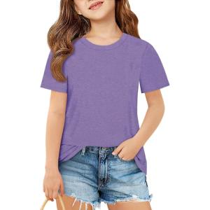 imageImily Bela Girls Short Sleeve T Shirts Casual Crewneck Fashion Tees Kids Summer Tops 514 YearsViolet