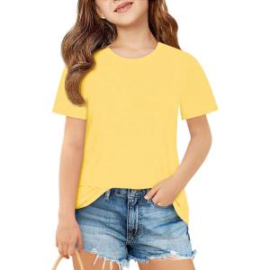 imageImily Bela Girls Short Sleeve T Shirts Casual Crewneck Fashion Tees Kids Summer Tops 514 YearsYellow