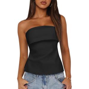 imageImily Bela Womens Sexy Tube Tops Off Shoulder Strapless Bandeau Top Side Split Y2K Going Out Trendy OutfitsBlack