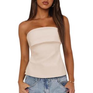 imageImily Bela Womens Sexy Tube Tops Off Shoulder Strapless Bandeau Top Side Split Y2K Going Out Trendy OutfitsNude