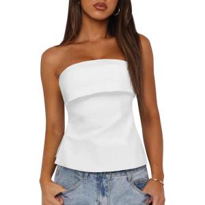 imageImily Bela Womens Sexy Tube Tops Off Shoulder Strapless Bandeau Top Side Split Y2K Going Out Trendy OutfitsWhite