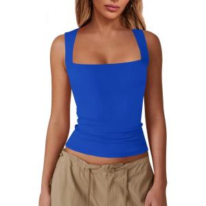 imageImily Bela Womens Square Neck Tank Tops Casual Sleeveless Going Out Slim Fit Y2K Summer Cropped ShirtsBlue