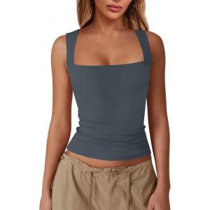 imageImily Bela Womens Square Neck Tank Tops Casual Sleeveless Going Out Slim Fit Y2K Summer Cropped ShirtsDark Grey