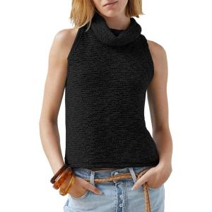 imageImily Bela Womens Turtleneck Sweater Vest Sleeveless Loose Pullover Sweaters Knit Fashion Tank TopsBlack