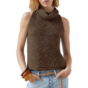 imageImily Bela Womens Turtleneck Sweater Vest Sleeveless Loose Pullover Sweaters Knit Fashion Tank TopsCoffee
