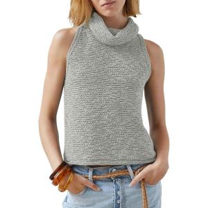 imageImily Bela Womens Turtleneck Sweater Vest Sleeveless Loose Pullover Sweaters Knit Fashion Tank TopsLight Grey