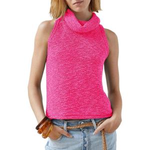 imageImily Bela Womens Turtleneck Sweater Vest Sleeveless Loose Pullover Sweaters Knit Fashion Tank TopsRose Red