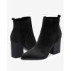 imageImily Bela Womens Ankle Boots Pointed Toe Chunky Stacked Mid Heeled Faux Suede Leather BootiesBlack