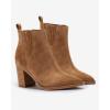 imageImily Bela Womens Ankle Boots Pointed Toe Chunky Stacked Mid Heeled Faux Suede Leather BootiesBrown