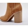 imageImily Bela Womens Ankle Boots Pointed Toe Chunky Stacked Mid Heeled Faux Suede Leather BootiesBrown
