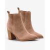 imageImily Bela Womens Ankle Boots Pointed Toe Chunky Stacked Mid Heeled Faux Suede Leather BootiesKhaki