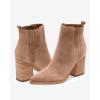 imageImily Bela Womens Ankle Boots Pointed Toe Chunky Stacked Mid Heeled Faux Suede Leather BootiesKhaki