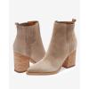 imageImily Bela Womens Ankle Boots Pointed Toe Chunky Stacked Mid Heeled Faux Suede Leather BootiesNude