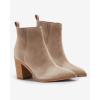 imageImily Bela Womens Ankle Boots Pointed Toe Chunky Stacked Mid Heeled Faux Suede Leather BootiesNude