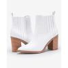 imageImily Bela Womens Ankle Boots Pointed Toe Chunky Stacked Mid Heeled Faux Suede Leather BootiesWhite